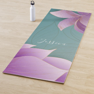 Esterilla De Yoga Hermosas flores de loto morado Yoga personalizado
