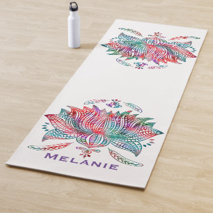 Esterilla De Yoga Hermoso arte de Lotus Flower Boho personalizado