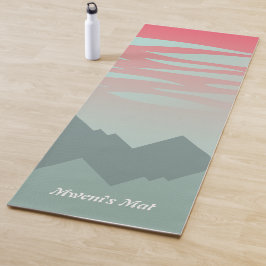 Esterilla De Yoga hermoso cielo rosa y ilustracion de las montañas