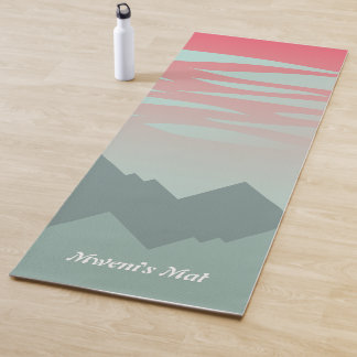 Esterilla De Yoga hermoso cielo rosa y ilustracion de las montañas