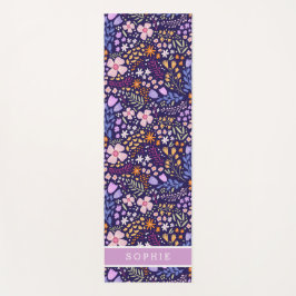 Esterilla De Yoga Hermoso estampado floral en acuarela con nombre pe