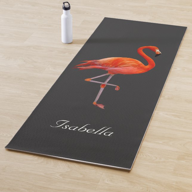 Esterilla De Yoga Hermoso flamingo en negro personalizado (In situ)