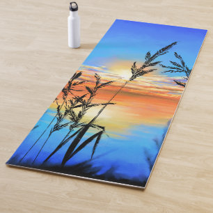 Esterilla De Yoga Hermoso Lago Sunset - Espejo - Pintura original