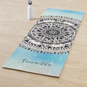 Esterilla De Yoga Hermoso nombre de patrón geométrico de Mandala azu