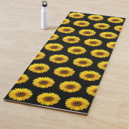 Esterilla De Yoga Hermoso patrón de girasol sobre negro