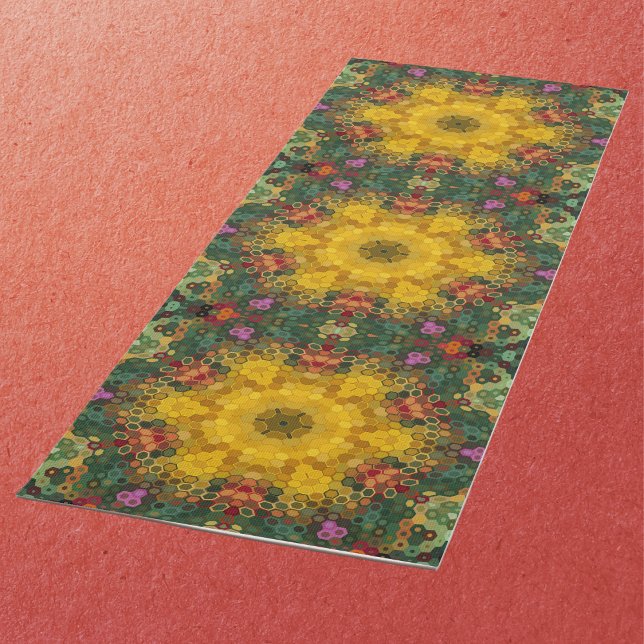 Esterilla De Yoga Hex Mandala amarillo verde y Naranja (Subido por el creador)