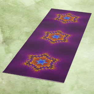 Esterilla De Yoga Hex Mandala Naranja púrpura y azul