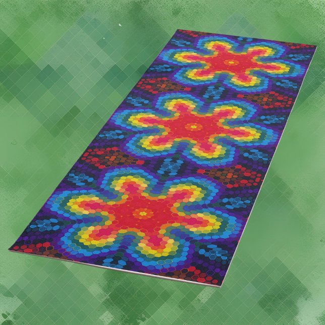 Esterilla De Yoga Hex Mandala Rojo Amarillo y Azul (Subido por el creador)