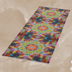 Esterilla De Yoga Hex Mandala Rosa verde y Naranja
