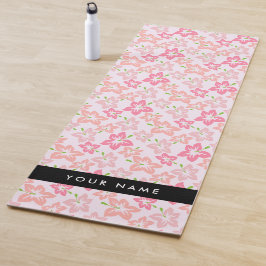 Esterilla De Yoga Hibisco Rosa, Flores Rosadas, Tu Nombre