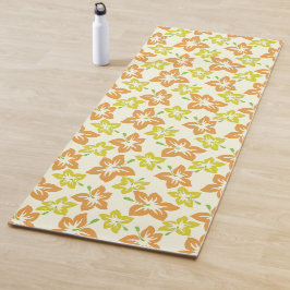 Esterilla De Yoga Hibiscus amarillo, Hibiscus Naranja, patrón floral