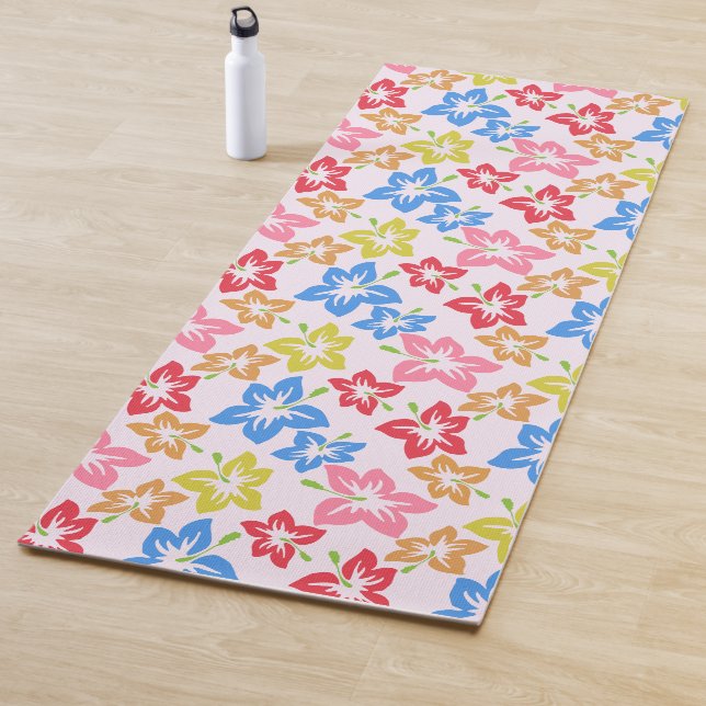 Esterilla De Yoga Hibiscus Colorido, Patrón De Flores (In situ)