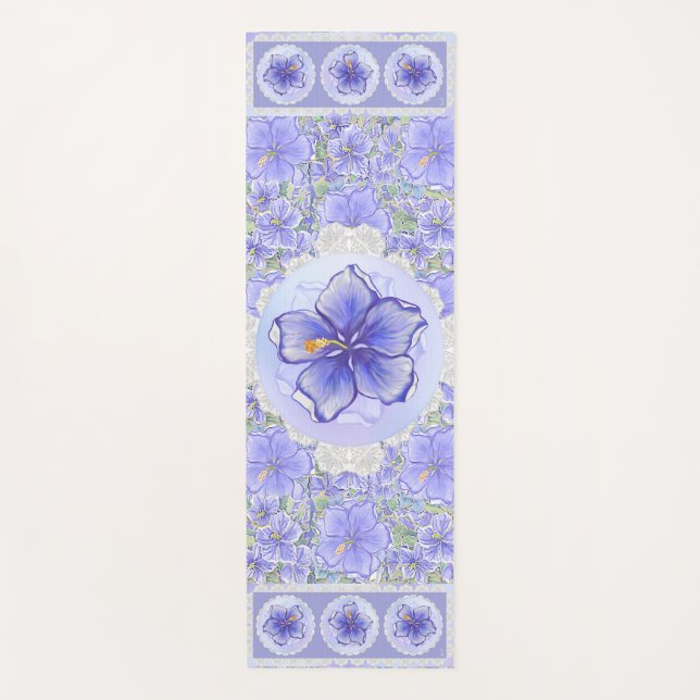Esterilla De Yoga Hibiscus & lace BLUE (Anverso)
