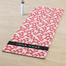 Esterilla De Yoga Hibiscus Rojo, Flores Rojas, tu nombre