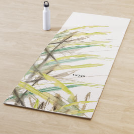 Esterilla De Yoga Hierba abstracta con monograma acuarela pintada a 
