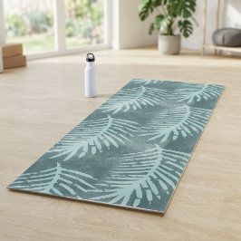 Esterilla De Yoga Hoja Botánica Tropical Acuarela Verde Turquesa
