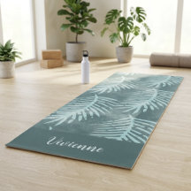 Hoja Tropical de Acuarela Verde Teal con Nombre Pe