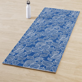 Esterilla De Yoga Hojas blancas en azul
