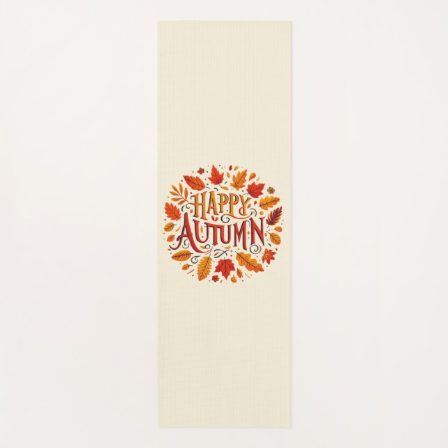 Esterilla De Yoga hojas clásicas y otoño feliz (Anverso)