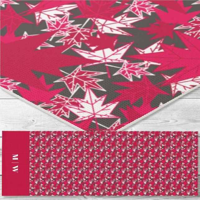 Esterilla De Yoga Hojas de arce en un fondo de carbón vegetal (Maple Leaves-Red on a Charcoal Background Yoga Mat)