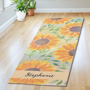 Esterilla De Yoga Hojas de girasol de color acuático personalizadas