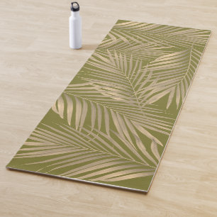 Esterilla De Yoga Hojas de palma beige botánicas simples sobre marró