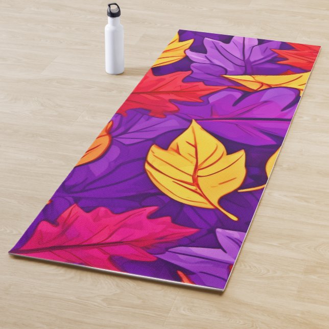 Esterilla De Yoga Hojas Personalizados vívidas: morado, amarillo, ro (In situ)