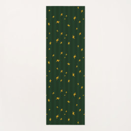 Esterilla De Yoga Holiday Green Yellow Stripe Star Christmas 