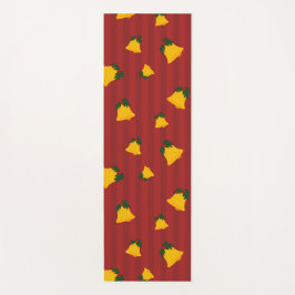 Esterilla De Yoga Holiday Red Gold Stripe Bells Christmas