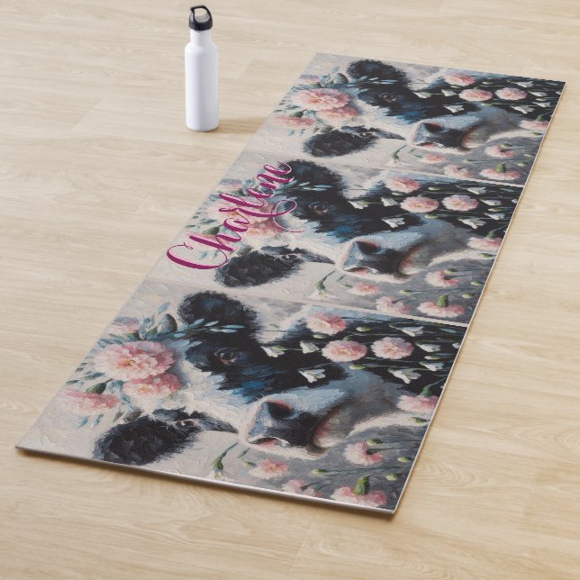 Esterilla De Yoga Holstein Cow Carnations Farmhouse Personalizado (In situ)