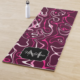 Esterilla De Yoga Hot pink damascus abstract swirls Custom Monogram