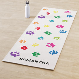 Esterilla De Yoga Huellas de patas coloridas y lindas personalizadas