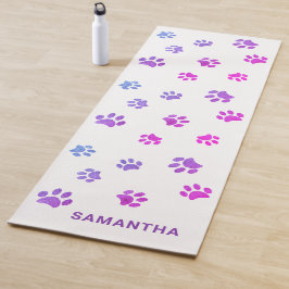 Esterilla De Yoga Huellas de patas moradas rosadas y azules lindas p