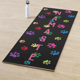 Esterilla De Yoga Huellas de patas pintadas coloridas Namaste y nomb