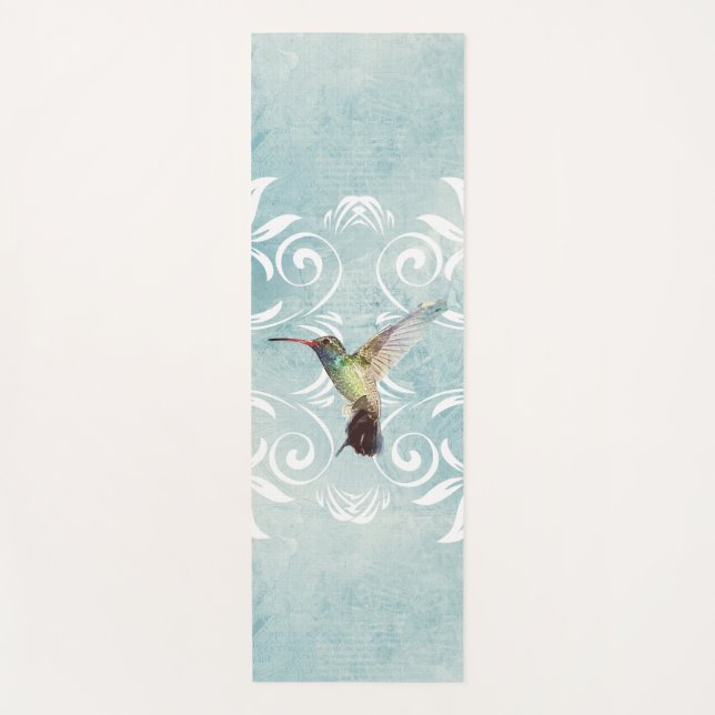 Esterilla De Yoga Hummingbird con fondo floreciente (Anverso)