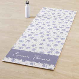 Esterilla De Yoga Hydrangea Azul y Blanco Toile Botánico Personaliza