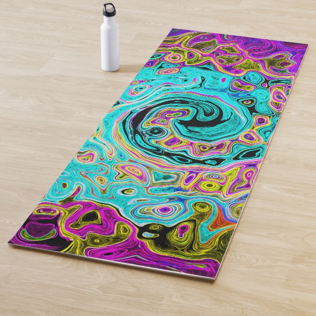 Esterilla De Yoga Icy Aqua Blue Groovy Abstract Retro Liquid Swirl (In situ)