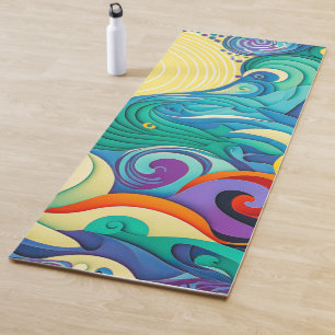 Esterilla De Yoga Ilustración de arte de línea de ondas de sol color