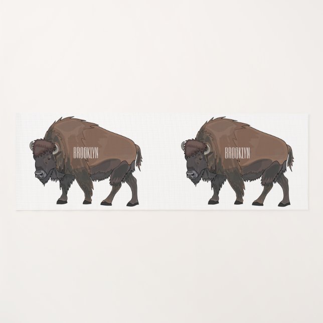 Esterilla De Yoga Ilustración de dibujos animados de bisonte (Anverso (horizontal))