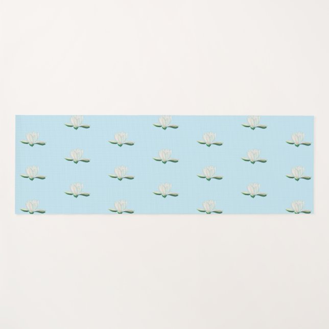 Esterilla De Yoga Ilustracion de flores de Lotus blanco (Anverso (horizontal))