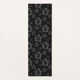 Esterilla De Yoga Ilustracion de flores negras sobre fondo negro