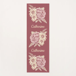 Esterilla De Yoga Ilustracion de flores nombre personalizado yoga ma