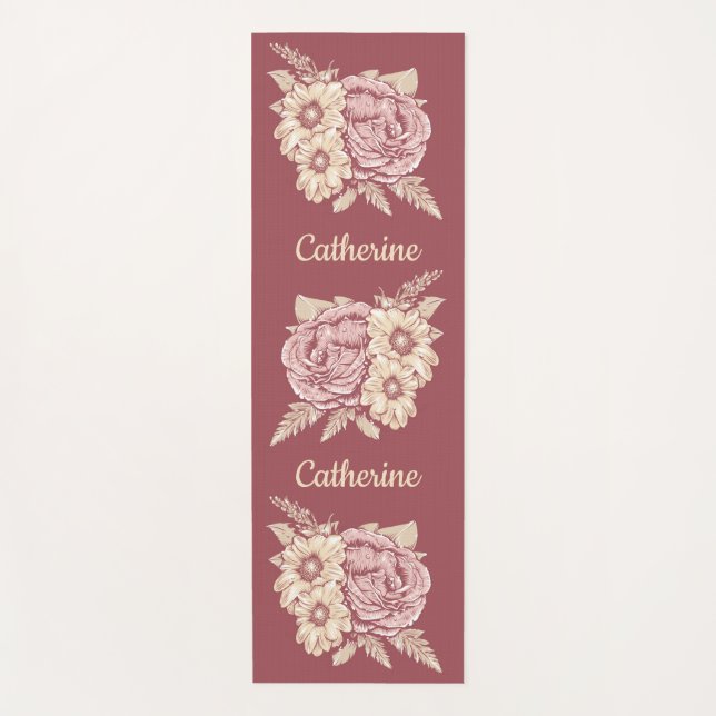 Esterilla De Yoga Ilustracion de flores nombre personalizado yoga ma (Anverso)