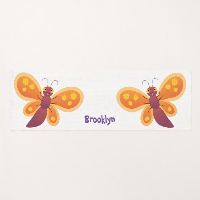 Esterilla De Yoga Ilustracion de personalizado de mariposa naranja f (Anverso (horizontal))