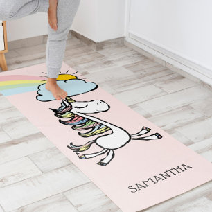 Esterilla De Yoga Ilustracion de Unicornio de yoga mágico rosa
