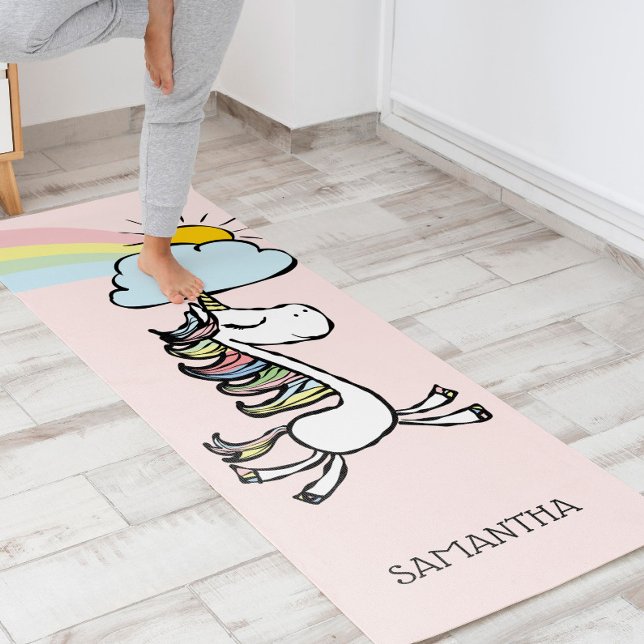 Esterilla De Yoga Ilustracion de Unicornio de yoga mágico rosa (Perfect for those who love a little extra sparkle and imagination in their day.)