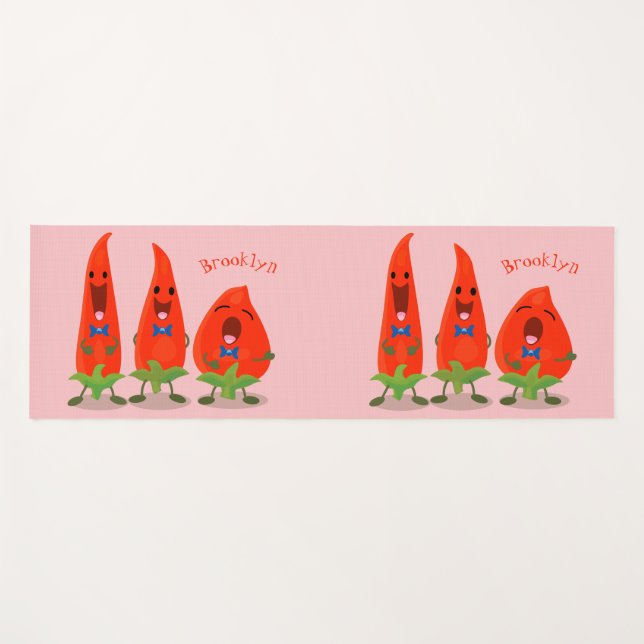 Esterilla De Yoga Ilustracion personalizado de chiles cantantes (Anverso (horizontal))