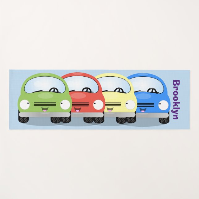 Esterilla De Yoga Ilustracion personalizado de coches Cute kawaii (Anverso (horizontal))