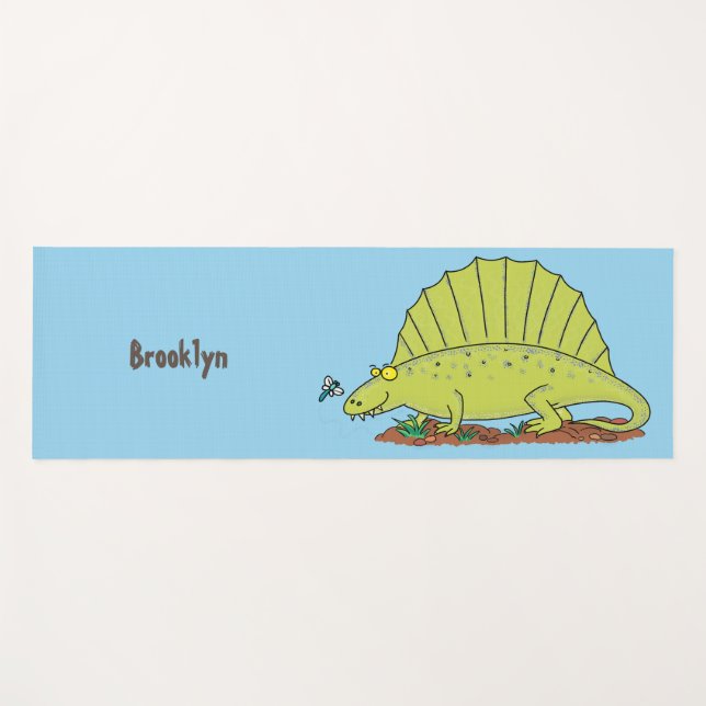 Esterilla De Yoga Ilustracion personalizado de dimetrodon verde lind (Anverso (horizontal))