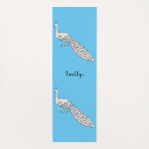 Esterilla De Yoga Ilustracion personalizado de pavo real blanco